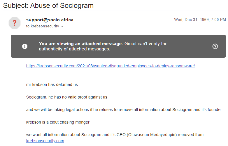 arrest in ransom your employer email scheme 1
